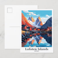 Îles Lofoten Norvège Illustration Vintage voyage
