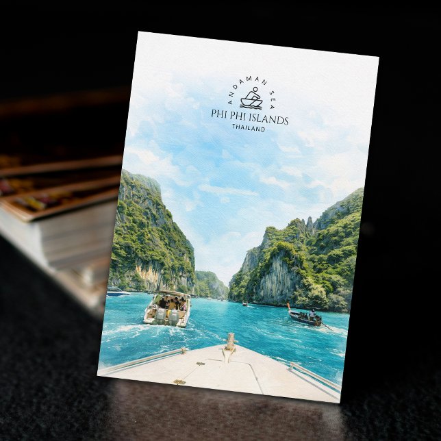 Carte Postale Îles Phi Phi, Thaïlande | Souvenir aquarelle  (Phi Phi Islands, Thailand | Watercolor Souvenir Postcard)