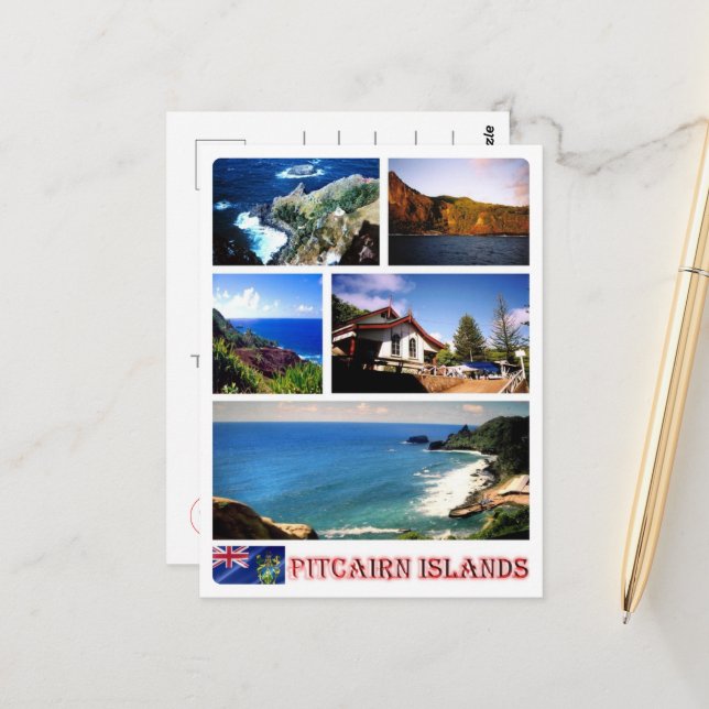 Carte Postale Îles Pitcairn - Mosaïque - (Devant/Arrière en situation)