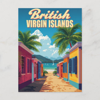 Carte Postale Îles Vierges britanniques Art de voyage vintage