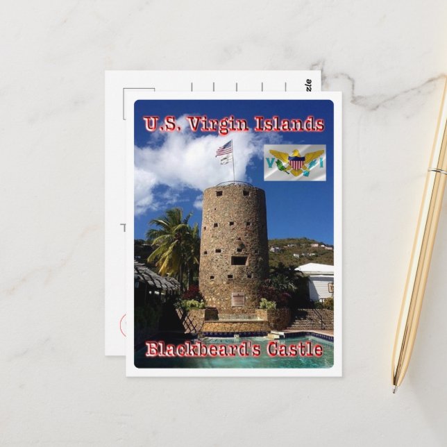 Carte Postale Îles Vierges - Château de Barbe Noire - (Devant/Arrière en situation)