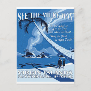 Carte Postale Îles Vierges, parc national, voir la voie laiteuse