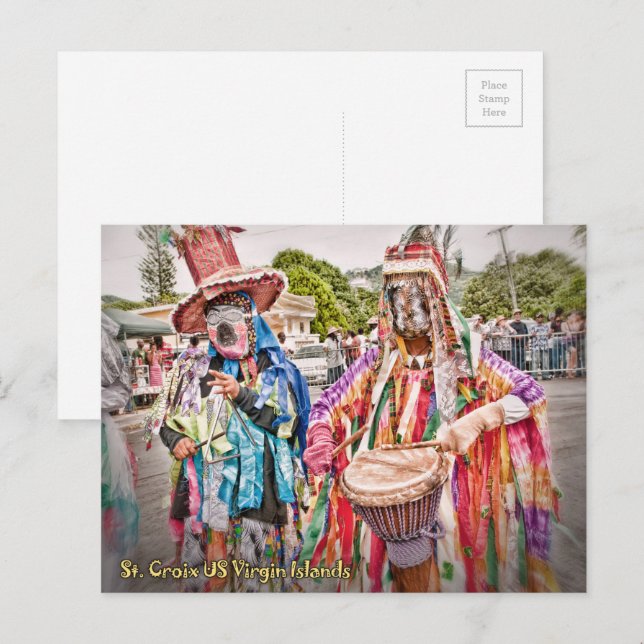 Carte Postale Îles Vierges St. Croix VI Masquers Caraïbes (Devant / Derrière)