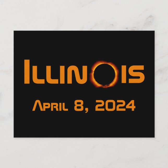 Carte Postale Illinois 2024 Total Solaire Eclipse (Devant)
