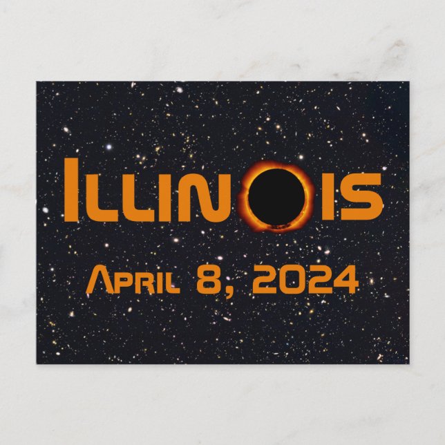 Carte Postale Illinois 2024 Total Solaire Eclipse (Devant)