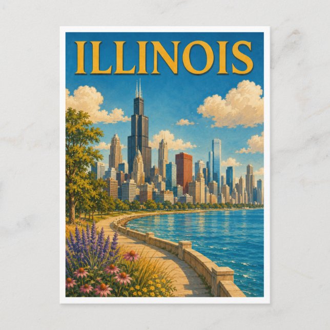 Carte Postale Illinois Chicago Skyline GeoSaga (Devant)