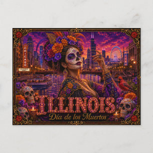 Carte Postale Illinois Día de los Muertos Rétro
