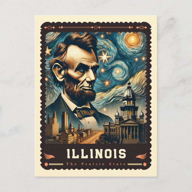 Carte Postale Illinois | Inspiré de Vincent Van Gogh (Devant)