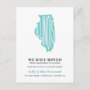 Carte Postale ILLINOIS Nous avons déménagé Nouvelle adresse Nou