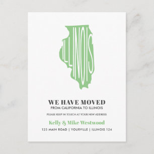 Carte Postale ILLINOIS Nous avons déménagé Nouvelle adresse Nouv