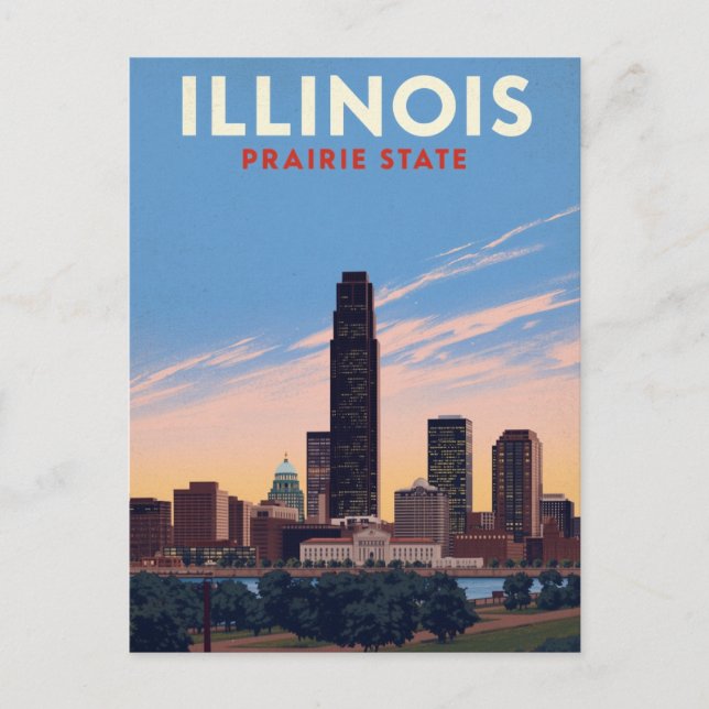 Carte Postale Illinois Prairie State Chicago Skyline (Devant)