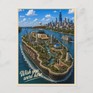 Carte Postale Illinois Wish You Were Here Série des États