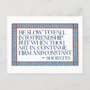 Carte Postale Illuminated Calligraphy Friendship Quote Socrates