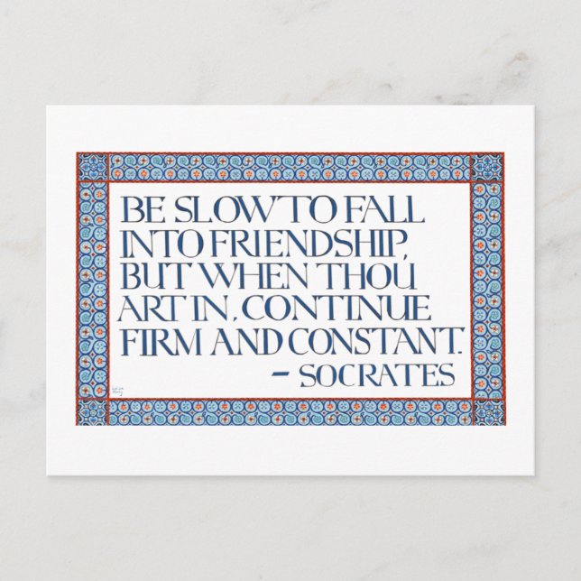 Carte Postale Illuminated Calligraphy Friendship Quote Socrates (Devant)