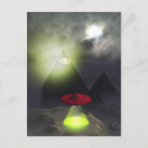 Carte postale Illuminati Pyramid et UFO