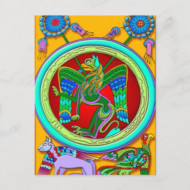 Carte Postale Illumination celtique - Lion ailé (Devant)