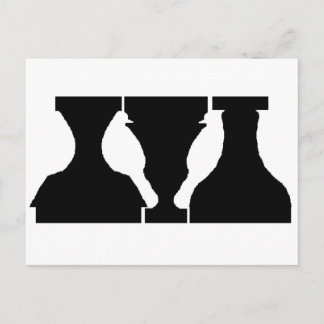 Carte Postale Illusion optique avec les oiseaux et les urnes