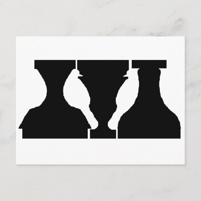 Carte Postale Illusion optique avec les oiseaux et les urnes (Devant)