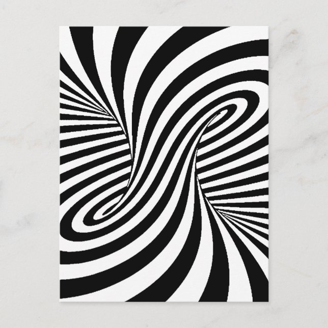 CARTE POSTALE ILLUSION OPTIQUE DE BLACK WHITE ZEBRA SWIRLS (Devant)