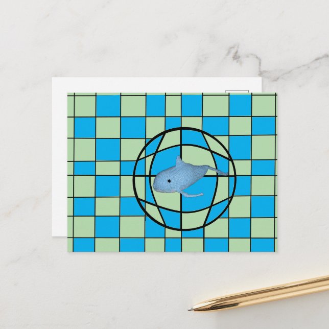 Carte postale - Illusion optique et baleine (Devant/Arrière en situation)