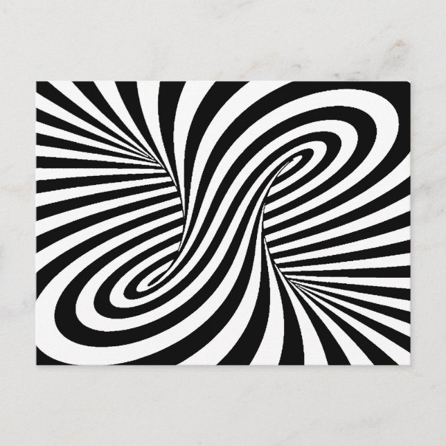 CARTE POSTALE ILLUSION OPTIQUE MOTIF DE ZEBRA BLANC NOIR (Devant)