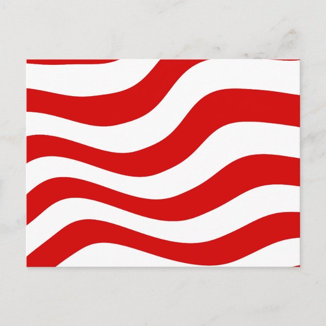 Carte Postale Illusion optique : Zany Wavy Red et White Stripes (Devant)