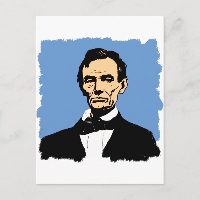 Carte Postale Illustration Abraham Lincoln sur le bleu (Devant)