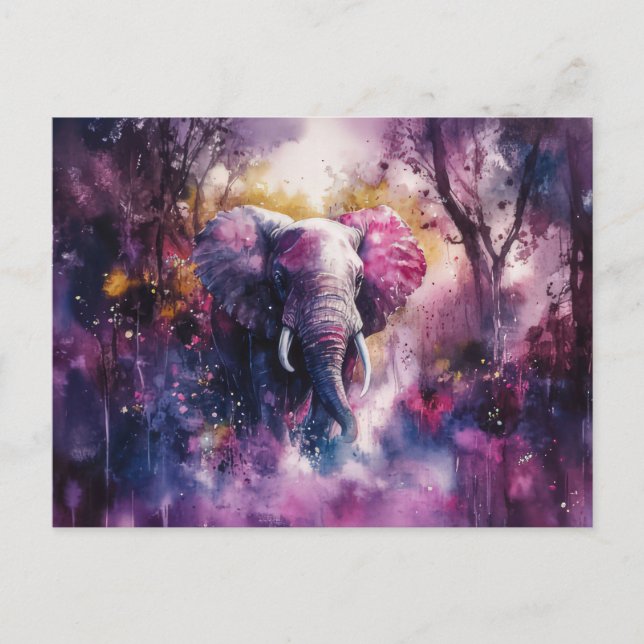 Carte Postale Illustration abstraite d'un éléphant (Devant)