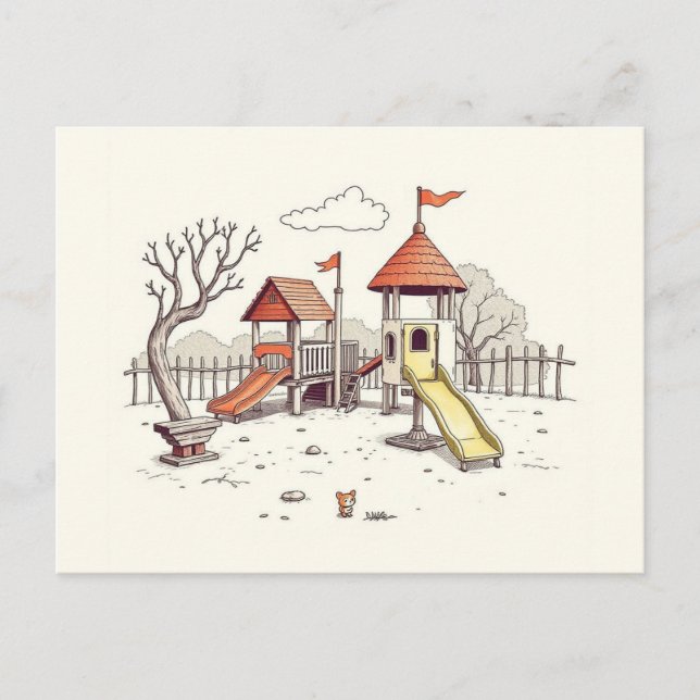 Carte Postale Illustration - aire de jeux (Devant)