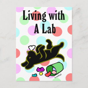 Carte Postale Illustration amusante du dessin animé Black Labrad