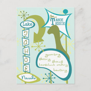 Carte Postale Illustration amusante du lac Tahoe