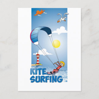 Carte Postale Illustration amusante d'un petit surfer