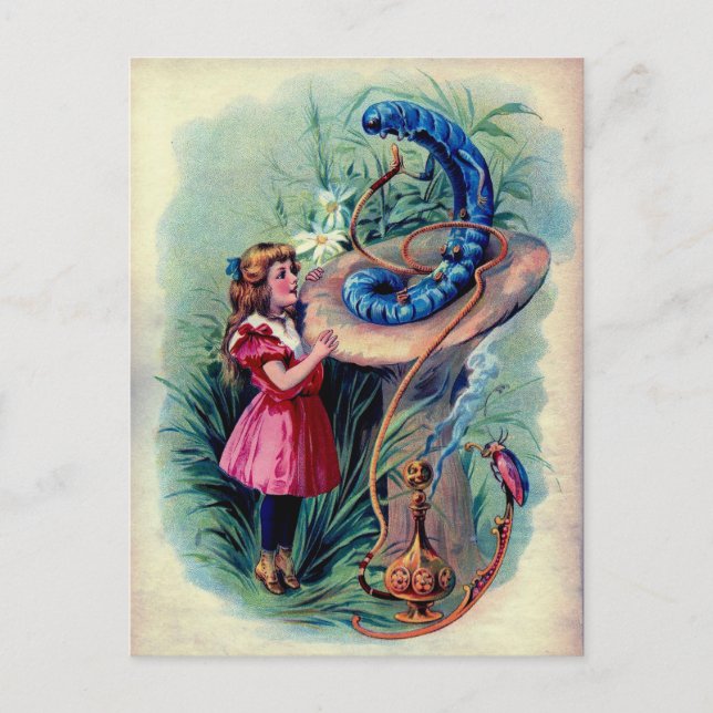 Carte Postale Illustration Antique Alice au pays des merveilles  (Devant)