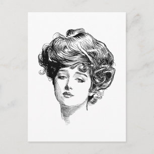 Carte Postale Illustration antique de Gibson Girl vintage