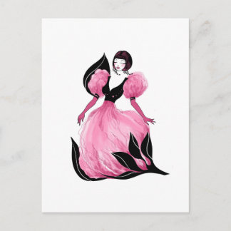 Carte Postale Illustration aquarelle belle de glamour de mode