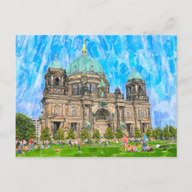 Carte Postale Illustration aquarelle de Berlin. Cathédrale. (Devant)