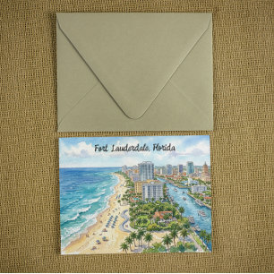 Carte Postale Illustration aquarelle de Fort Lauderdale Floride