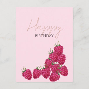 Carte Postale Illustration aquarelle de framboises 