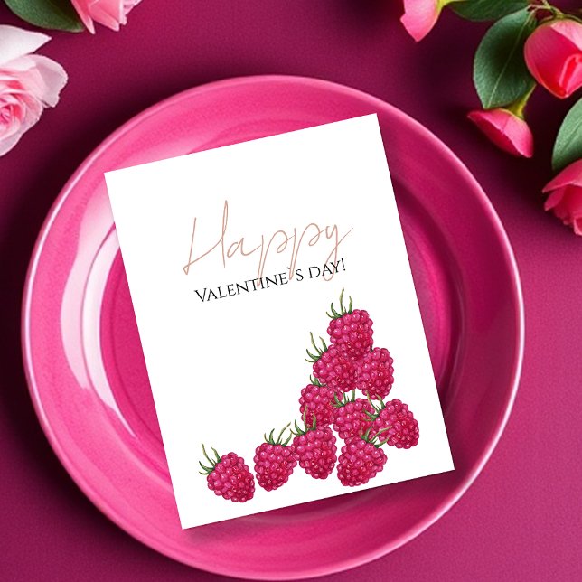 Carte Postale Illustration aquarelle de framboises  (Créateur téléchargé)