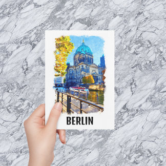 Carte Postale Illustration aquarelle de la cathédrale de Berlin
