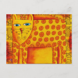 Carte Postale Illustration aquarelle de léopard à motifs