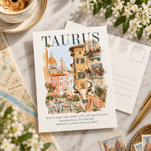 Carte Postale Illustration aquarelle du zodiaque Taureau Florenc