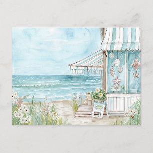 Carte Postale Illustration aquarelle plage paysage pastel