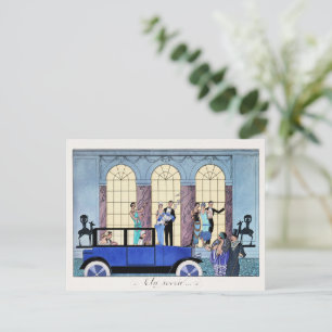 Carte Postale Illustration Art Déco 'Au Revoir, 1920'