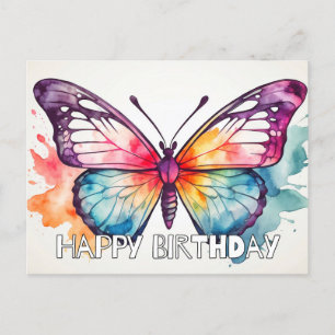 Carte Postale Illustration artistique de papillon pour joyeux an