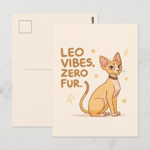 Carte Postale Illustration artistique du chat Sphynx sous le sig