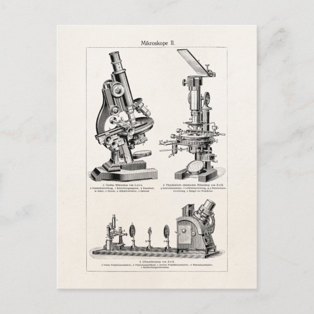 Carte Postale Illustration au microscope vintage Retro Steampunk (Devant)