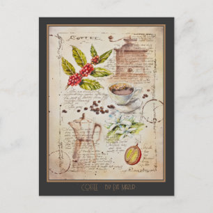 Carte Postale Illustration botanique de café peint par EVE      