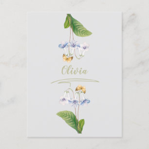 Carte Postale Illustration botanique vintage de papillon floral
