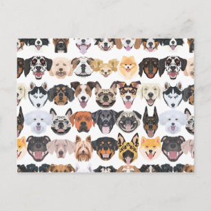 Carte Postale Illustration chiens heureux motifs sans soudure